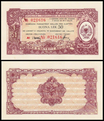 ALBANIA █ bancnota █ 50 Buona Lek █ 1965 █ P-FX27 █ UNC █ necirculata foto