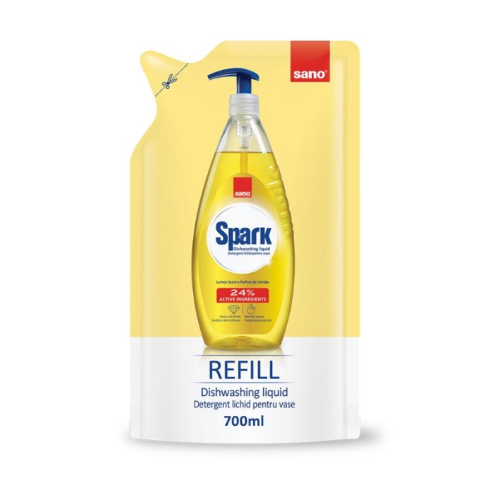 Detergent Vase Sano Spark Lemon Rezerva 700 ml