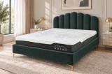 Pat Dormitor Cloud 160x200 cm, Catifea Verde Inchis, Somiera Inclusa