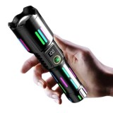 Lanterna LED din aluminiu Laser, acumulator 9800mAh, incarcare USB Type-C, 5 moduri de iluminare
