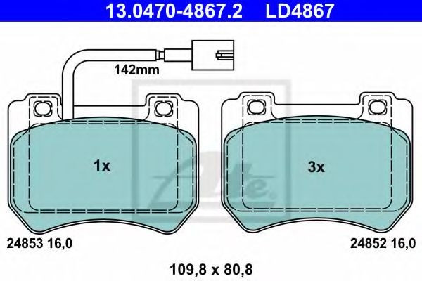 Set placute frana,frana disc ALFA ROMEO SPIDER (939_, 939) (2006 - 2010) ATE 13.0470-4867.2