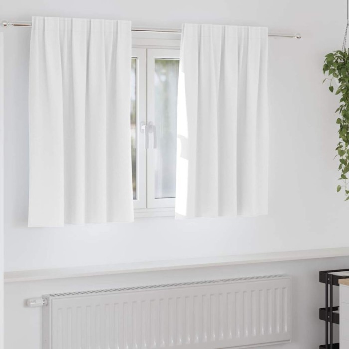 vidaXL Perdele cu perdele 2 pcs Alb Strălucitor Poliester