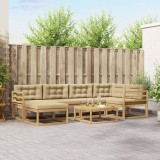 vidaXL Set de canapele de exterior 7 pcs Alb și Bej 3386712