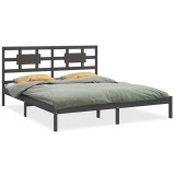 Cumpara ieftin Cadru de pat, gri, 200x200 cm, lemn masiv