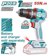 TOTAL - MASINA DE GAURIT CU PERCUTIE - 20V- 55N.m MOTOR FARA PERII (NU INCLUDE ACUMULATOR) PowerTool TopQuality foto