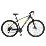 Cumpara ieftin Bicicleta MTB-HT CARPAT C2757C, roti 27.5inch, cadru aluminiu, frane mecanice disc, 21 viteze (Negru/Galben)