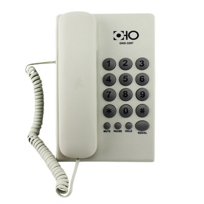 Telefon fix cu fir 16 taste functie mute pause redial hold alb oho foto