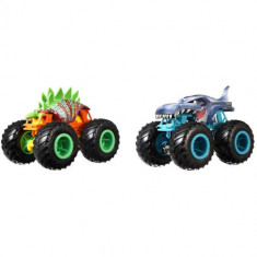 Set 2 Masini Hot Wheels by Mattel Monster Trucks Motosaurus vs Mega Wrex foto