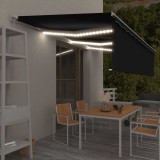vidaXL Copertină retractabilă manual cu stor&amp;LED, antracit, 6x3 m 3069364
