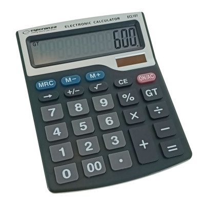 Calculator electronic de birou, Esperanza 90354, dimensiuni 195 x 152 x 35 mm, afisaj mare de 12 cifre, negru foto