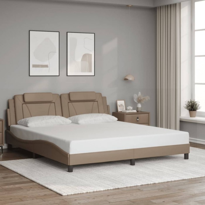 vidaXL Cadru de pat cu tăblie, cappuccino, 180x200 cm, piele ecologică 3208114