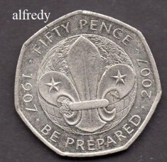 Anglia, Marea Britanie, 2007 50 Pence, Comemorativa, Scouting Movement