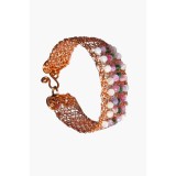 Bratara crosetata cu fir de cupru Morganit Aventurin Turmalina, Multicolor, 17cm