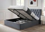 Cumpara ieftin Pat tapitat Prestige 1, 180x200, cu somiera metalica rabatabila si spatiu de depozitare, culoare Gri
