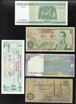 Set 5 bancnote de prin lume adunate (cele din imagini) #216 foto