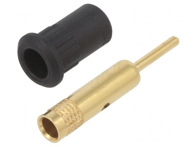 Soclu Banană 4mm Negru Aurit 25A 30VAC 60VDC