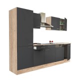Mobilier Bucatarie Modulara Leziter Yorki 280 cm Stejar Sonoma Antracit cu Rafturi