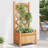 vidaXL Jardinieră cu spalier, maro, lemn masiv de brad