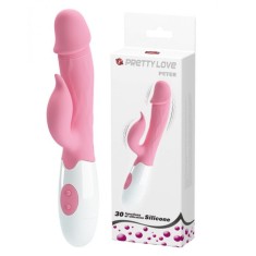 Vibrator rabbit din silicon cu cap realist si 30 de functii de vibratie Pretty