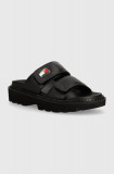 Tommy Jeans papuci TJW PUFFED SANDAL femei, culoarea negru, EN0EN02560