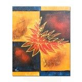 Tablou abstract pictat manual, Frunza de stejar, 60x50cm ulei panza in relief efect 3D, gata de expus pe perete
