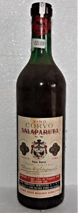 A 21- VIN ROSU RISERVA, CORVO DI SALAPARUTA RECOLATARE 1962 cl 72 gr 13