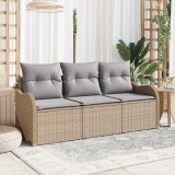 VidaXL Set de canapele pentru grădină cu pernă 3 pcs Bej Rattan poli 3354229