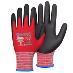 Set 3 perechi manusi de lucru KAYGO, nailon/nitril, negru/rosu, marimea XL/10