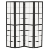 HOMCOM Paravan de Interior Pliabil 4 Panouri Lemn Material Nețesut 160x170 cm Negru Alb