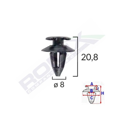 Clips Tapiterie Pentru Audi/Bmw/Seat/Vw 8X20.8Mm - Negru Set 10 Buc 133915 A12954-RMX foto