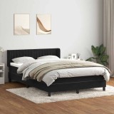Cumpara ieftin Pat box spring cu saltea, negru, 140x210 cm, catifea