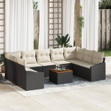 vidaXL Set Canapea Grădină 10 pcs Negru, alb 55 x 55 x 37 cm Ratan
