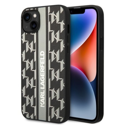 Husa iPhone 15 Plus / iPhone 14 Plus - Karl Lagerfeld Hardcase Monogram (KLHCP14MPGKLSKG) - Grey Stripe foto