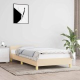 Cumpara ieftin Cadru Pat Tapitat Crem 100x200 cm Textil, Fara Saltea - Suport Stabil, Design Modern, Usor de Asamblat