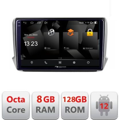 Navigatie Peugeot 208/2008 5960Pro-PSA Android Octa Core Qualcomm 2K Qled 8+128 DTS DSP 360 4G Optical CarStore Technology