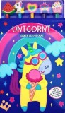 Carte de colorat cu 5 creioane. Unicorni - Flamingo Gd