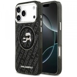 Husa MagSafe pentru Apple iPhone 17 Pro Max, Karl Lagerfeld, Glitter Karl &amp; Choupette Head, Neagra
