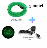 FIR CU NEON verde, 5 METRI, ALIMENTARE usb