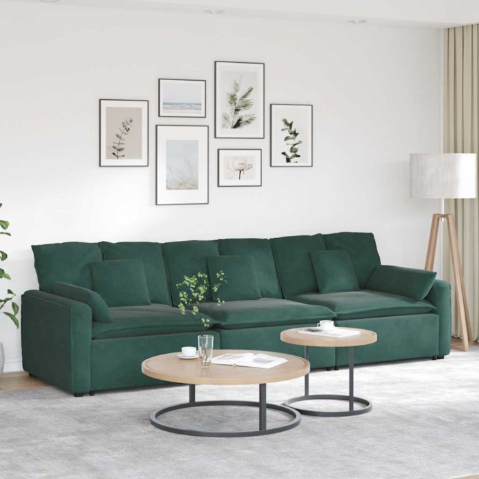 vidaXL Canapea modulară cu perne, verde &icirc;nchis