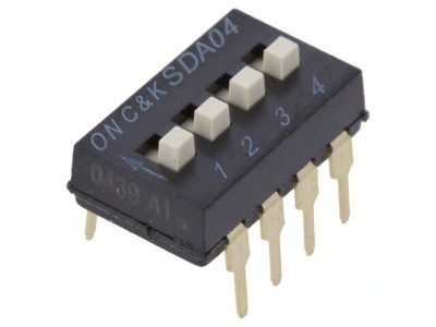 Comutator DIP-SWITCH 4 Secțiuni ON-OFF 0,025A 24VDC foto