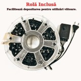 Instalatie Luminoasa LED + Bricheta Metalica Pentru Torturi Sarbatori, 8 Jocuri de Lumini, Impermeabila IP44, Multicolor, 50 m