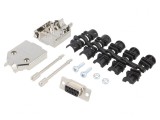 Conector D-Sub 9 pini mamă negru pe cablu - Set complet