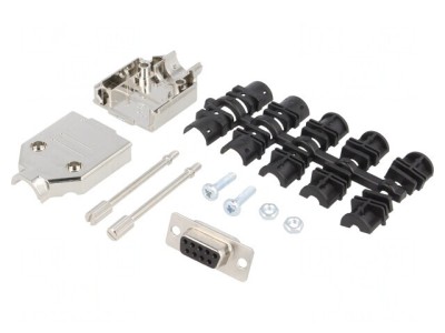 Conector D-Sub 9 pini mamă negru pe cablu - Set complet foto