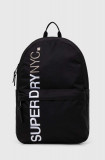 Superdry rucsac femei, culoarea negru, mare, cu imprimeu