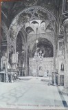 Carte postala, Sinaia, interiorul manastirei, vedere spre altar, perioada interbelica