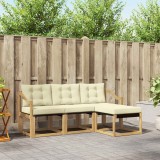 vidaXL Set mobilier gradina exterior canapea lemn acacia alb crem perne 4 piese