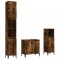 Set mobilier de baie, 3 piese, stejar fumuriu, lemn prelucrat