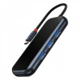Baseus AcmeJoy HUB 4 Porturi (USB-C La 1x USB-C PD&amp;amp;Data/3x USB3.0) Gri &icirc;nchis (WKJZ010013)