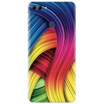 Husa silicon pentru Huawei Y9 2018, Curly Colorful Rainbow Lines Illustration foto