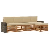 vidaXL Set de canapele de exterior cu pernă 5 pcs Natural și Bej 3384249